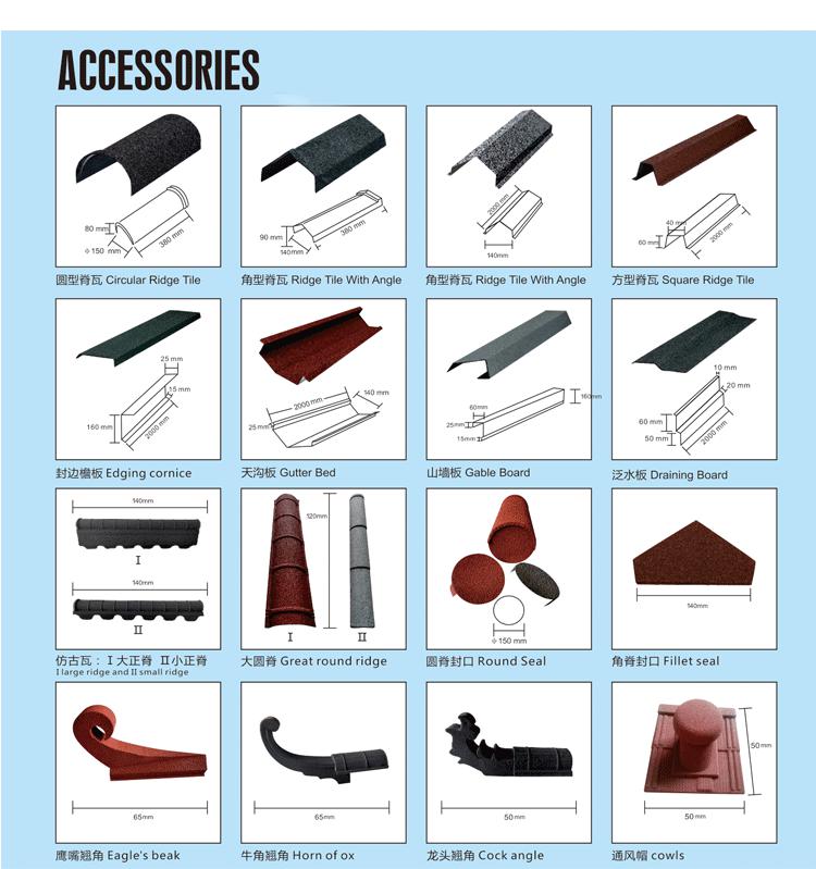 stone coated metal roof tiles accessories